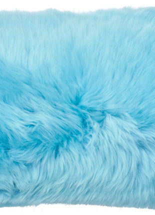 Lammeskindspude | Langhåret | Dobbeltsidet | 25x50 cm Koral Lyseblå
