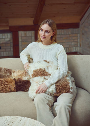 Lammeskindspude | Korthåret | Toscana | Dobbeltsidet Brun / Beige Mix