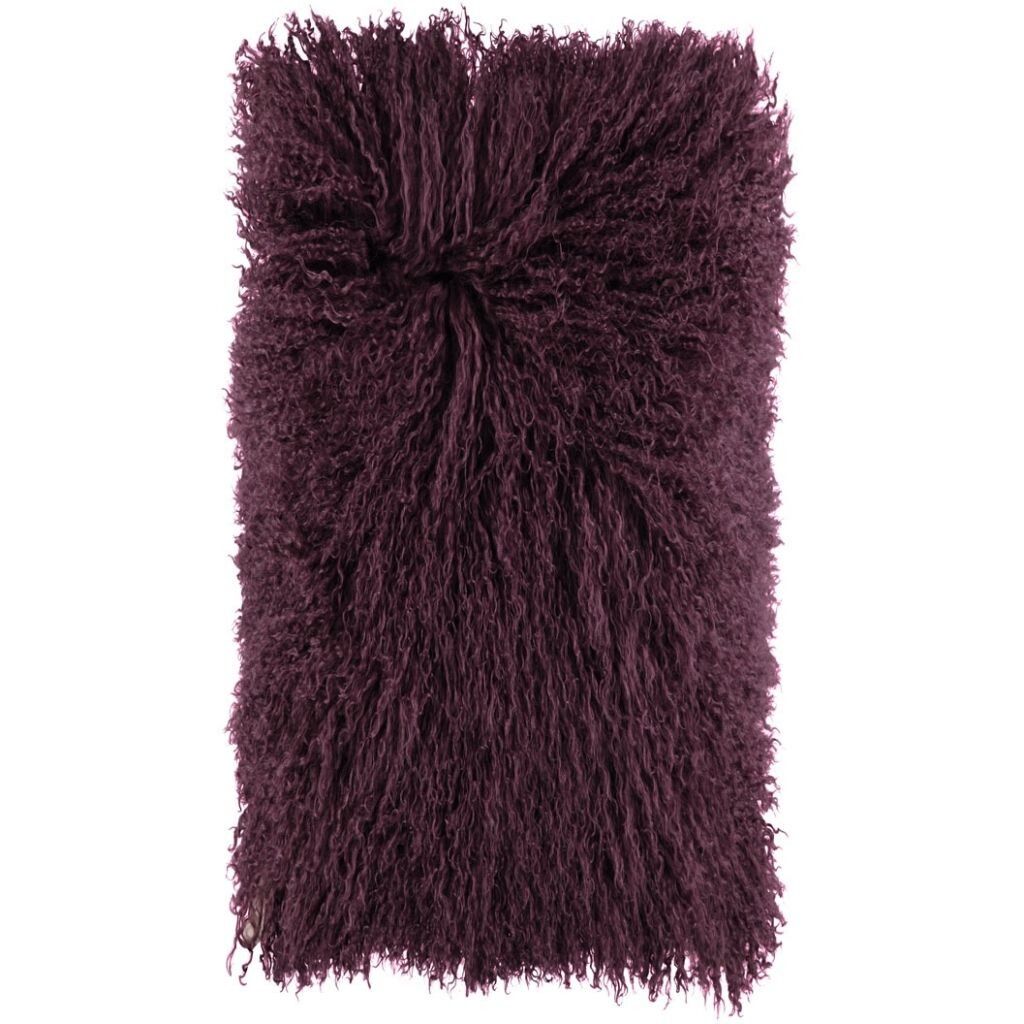 Lammeskindpude | Krøllet | Tibet | 28x56 cm Aubergine