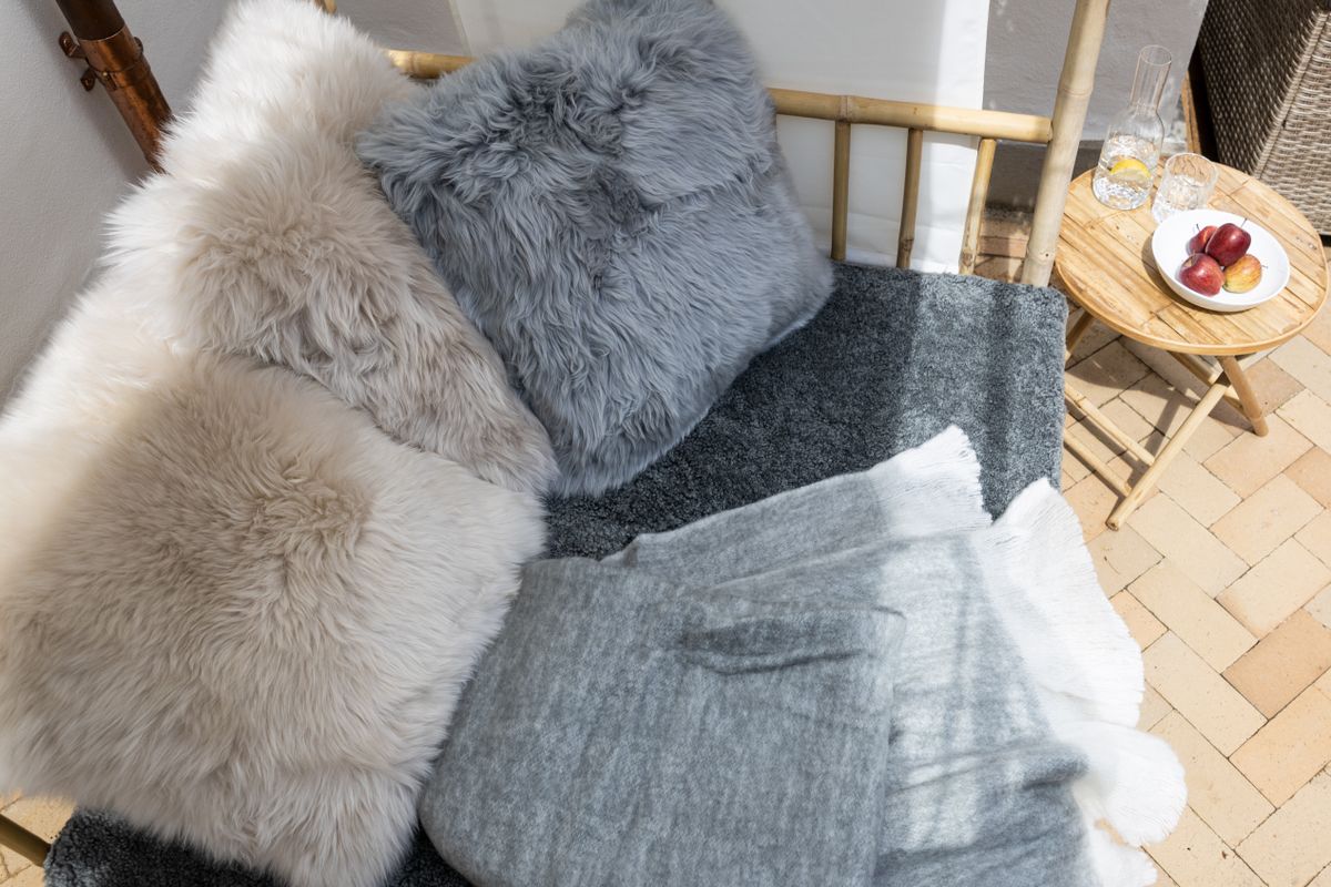 Uldplaid | Mohair mix | 130x170 cm Lysegrå