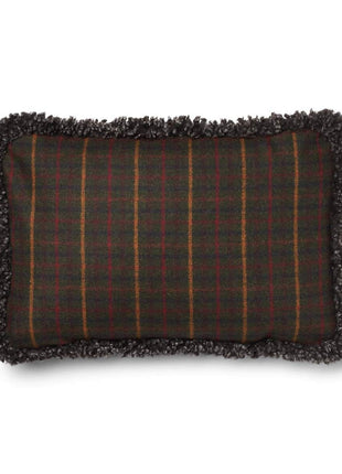 Checked Collection | Uldpude | Korthåret | Dobbeltsidet | 52x52 cm | 34x52 cm Kilberry Fir-Mørkegrøn/Cappuccino