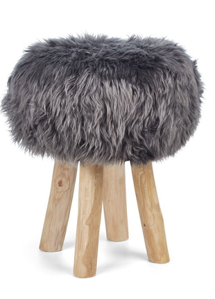 Betræk til barstol/skammel | Langhåret | New Zealand | D35 cm Mørkegrå