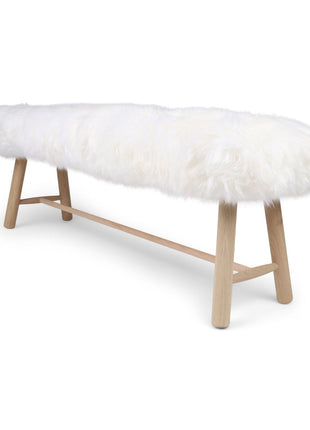 Bænk med lammeskind | Egetræ Hvid