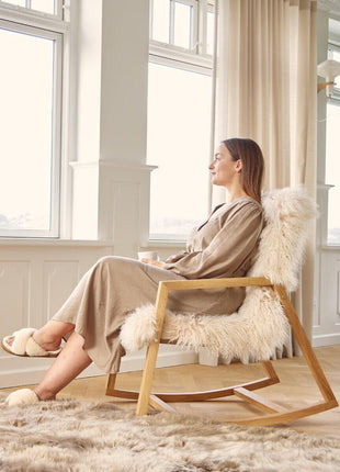 Gyngestol Tibetansk betræk Gylden Hvid