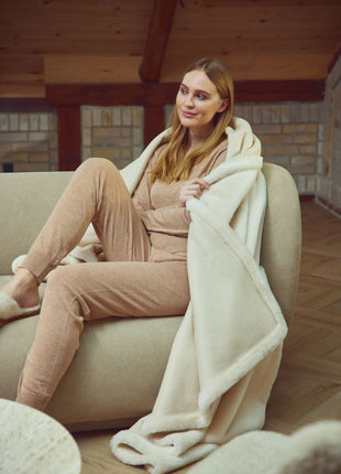 Angelina Lammeskindstæppe | Double Face Læder brun / Hvid