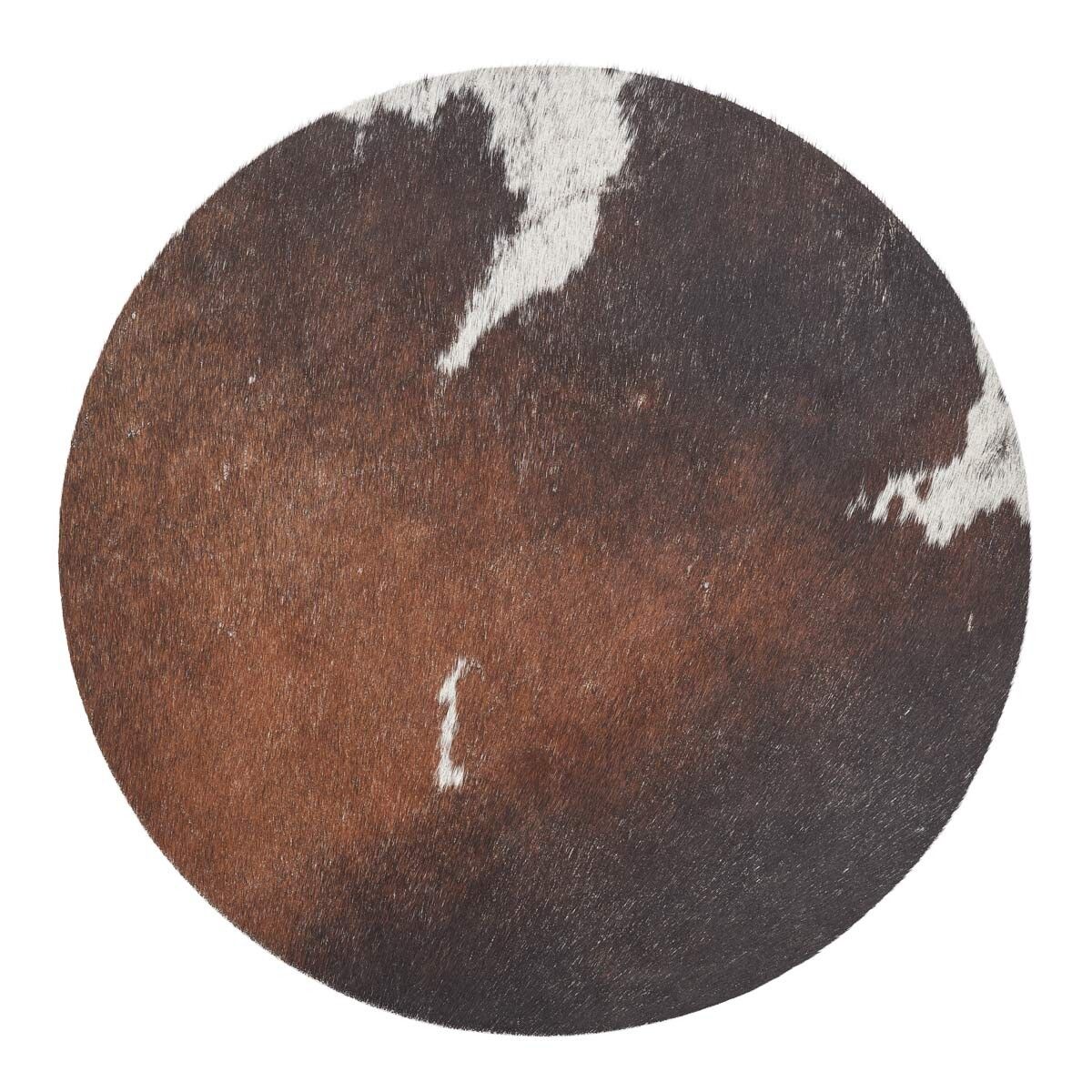 Sædehynde | Koskind | Ø37 cm Salt/Peber/Brun/Hvid