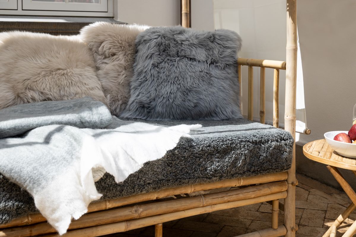 Uldplaid | Mohair mix | 130x170 cm Lysegrå