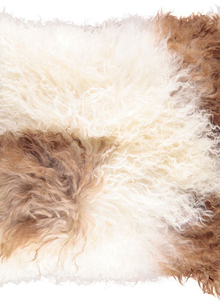 Lammeskindspude | Langhåret | 40x40 cm Hvid / Brun / Mix