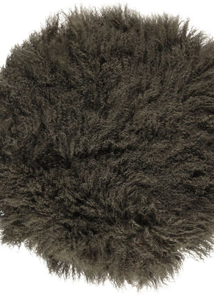 Lammeskindspude | Langhåret | Ø38 cm | Ø45 cm | Ø62 cm Mørkegrøn