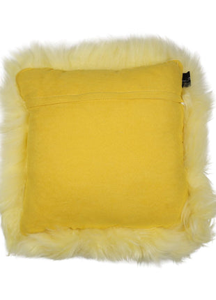 Merino Lammeskindspude | 35x35 cm Citron Gul