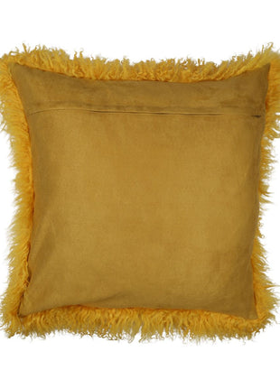 Lammeskindspude | Krøllet | Tibet | 50x50 cm Gul