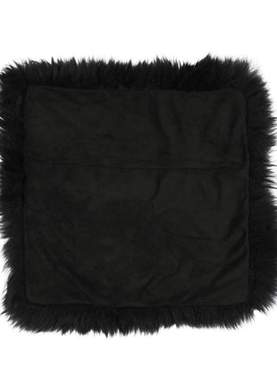 Lammeskindspude | Langhåret | Uden fyld | 40x40 cm Sort