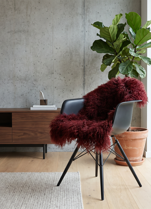 Lammeskind premium | Krøllet | Tibet | 85x50 cm Bordeaux