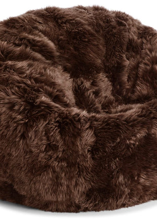 Sækkestol | Lammeskind | Langhåret | 73x74 | 92x93 cm Chokolade