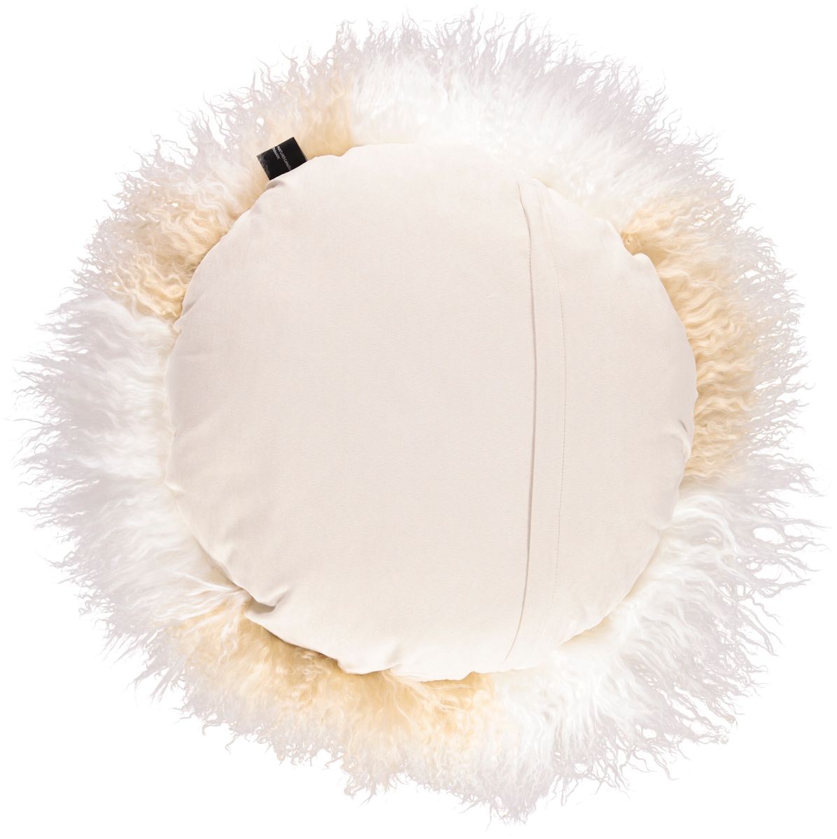 Lammeskindspude | Krøllet | Tibet | Ø45 cm, Ø62 cm & Ø38 cm Gylden Hvid / Hvid