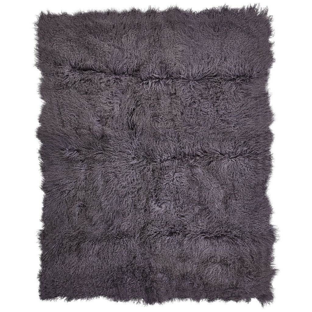 Lammeskindsplaid | Krøllet | Tibet | 140x180 cm Stålgrå
