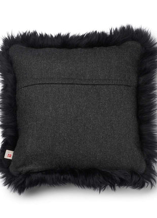 Pude af uld | Langhåret | 52x52 cm | 34x52 cm Koksgrå / Sort