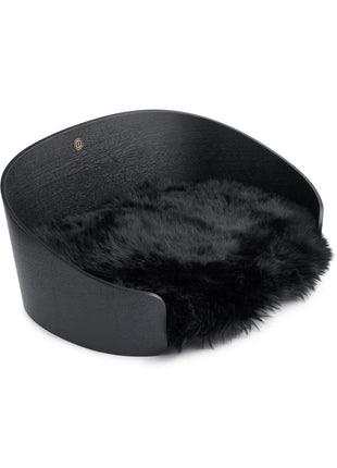 Hundekurv med Lammeskind Sort eg og Sort Lammeskind