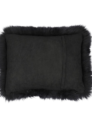 Lammeskindspude | Langhåret | New Zealand | 35x45 cm Sort