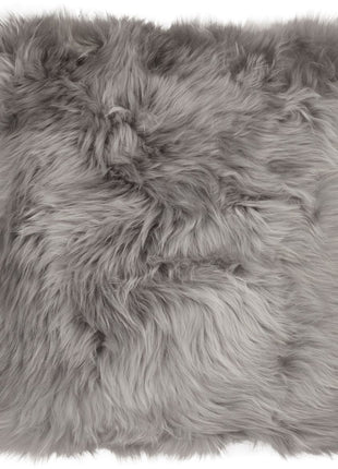 Lammeskindspude | Langhåret | Læderbagside | 50x50 cm