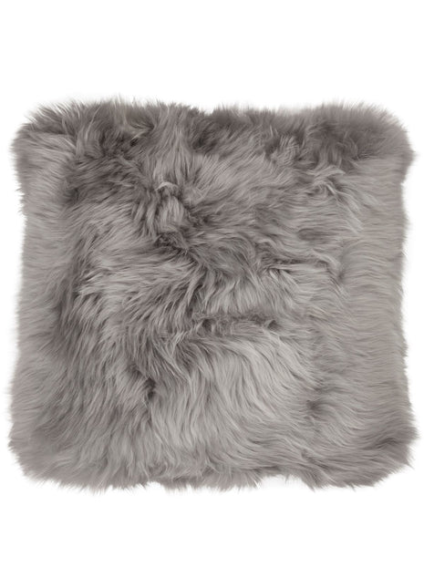 Lammeskindspude | Langhåret | Læderbagside | 50x50 cm