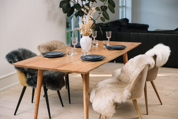 Merino Lammeskind | Langhåret | 85x60 cm Natur Hvid