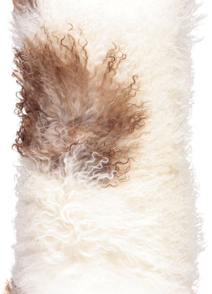 Lammeskindspude | Langhåret | 28x56 cm Hvid / Brun / Mix