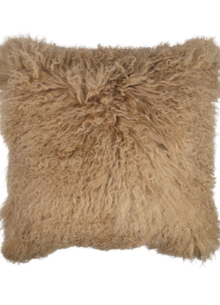 Lammeskindspude | Krøllet | Tibet | 50x50 cm Sand