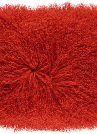 Lammeskindspude | Langhåret | 40x40 cm Pangorange