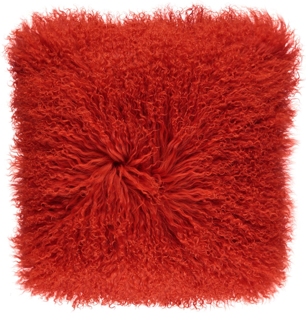 Lammeskindpude | Krøllet | Tibet | 40x40 cm Pangorange
