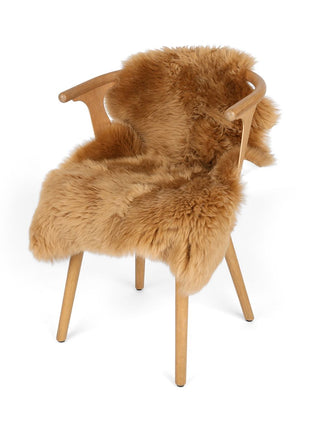 Merino Lammeskind | Langhåret | 90x60 cm Brun Karamel