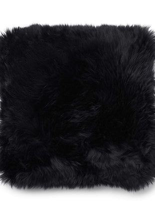 Lammeskindspude | Langhåret | 52x52 cm Koksgrå / Sort