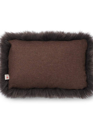 Lammeskindspude | Langhåret | 34x52 cm Brun / Valnød Brun