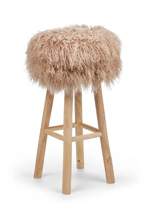 Betræk til barstol/skammel | Krøllet | Tibet | D35 cm Varmt Sand