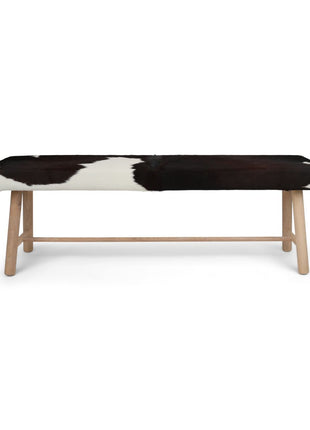 Bænk | Koskind | 140x35x45 cm Sort/Hvid