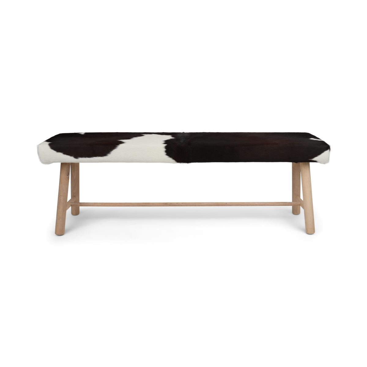 Bænk | Koskind | 140x35x45 cm Sort/Hvid
