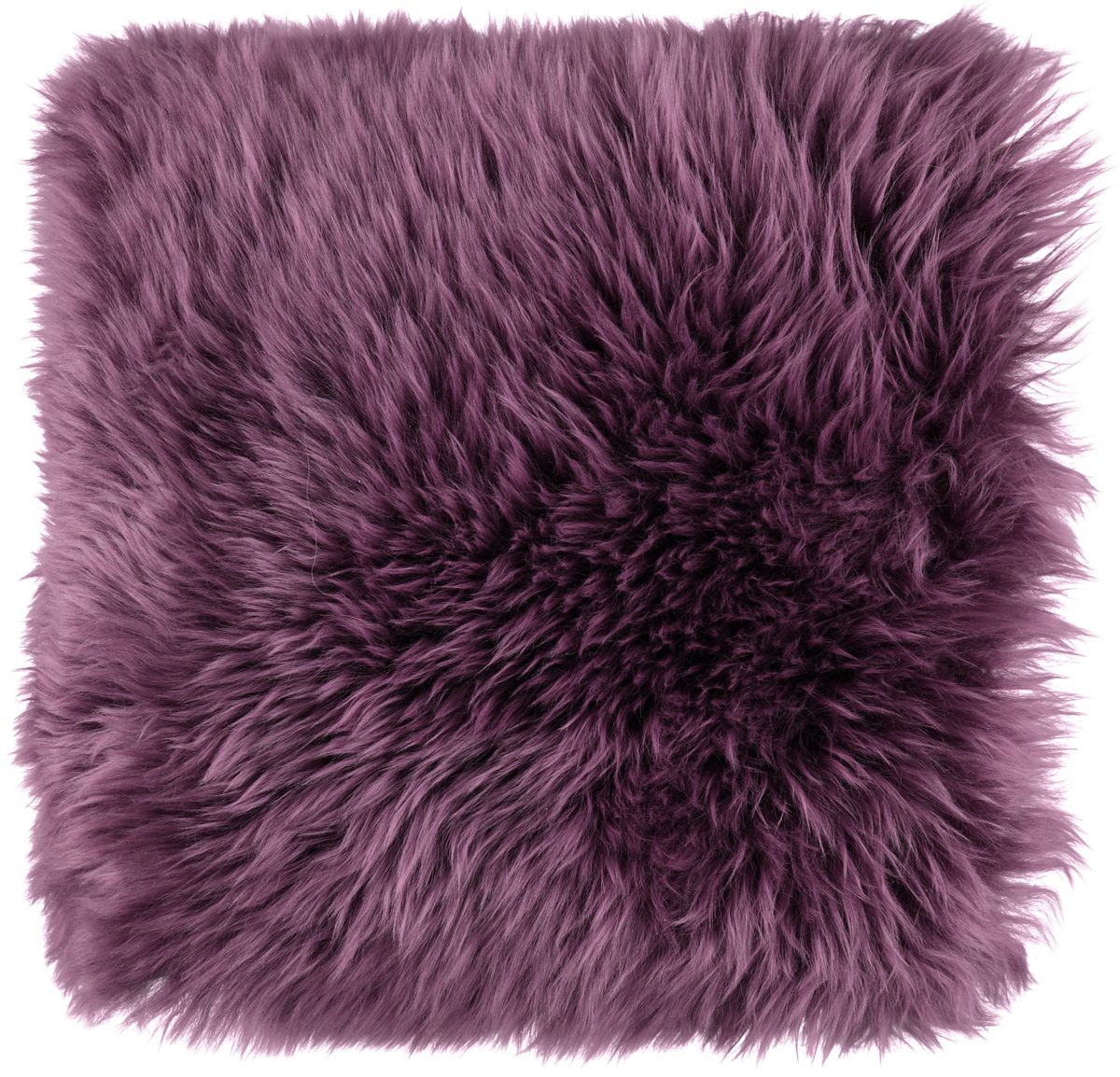 Lammeskindspude | Langhåret | New Zealand | 35x35 cm Aubergine