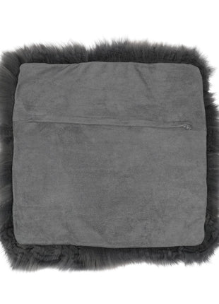 Lammeskindspude | Langhåret | Uden fyld | 50,5x50,5 cm Mørkegrå