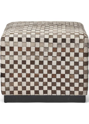 Koskindspuf | Premium kalvelæder | Cross Check Design Naturgrå/Sort