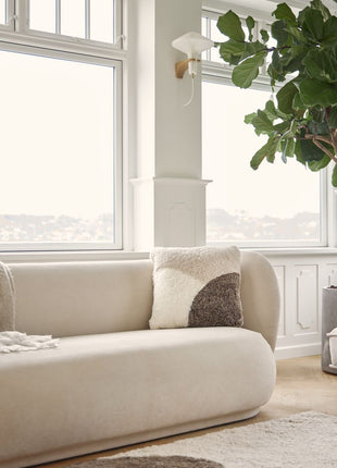 Lammeskindspude | PATTERN | Korthåret | 45x45 cm Taupe / Beige / Hvid