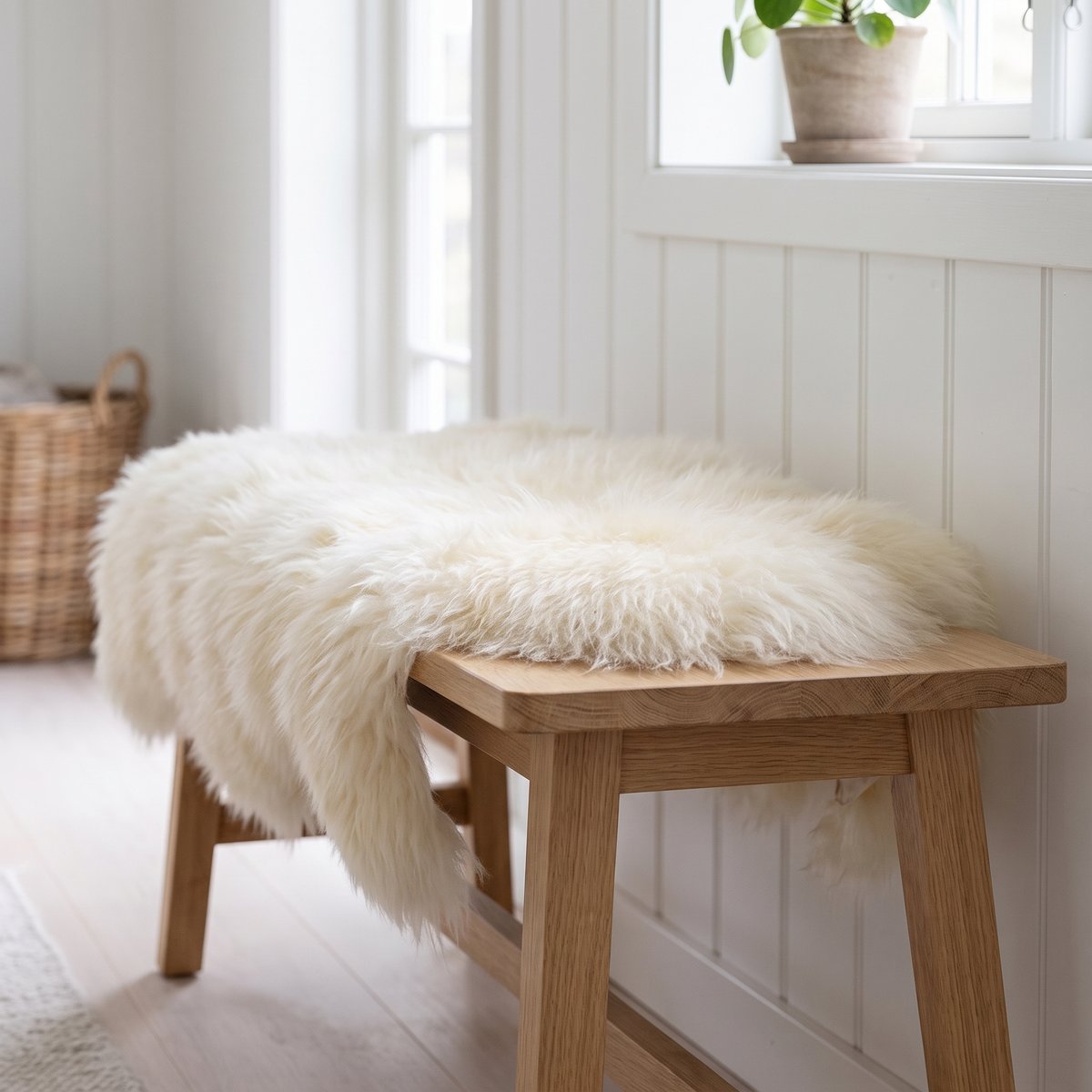 Islandsk lammeskind | Langhåret | Naturlige farver | 100-110 cm