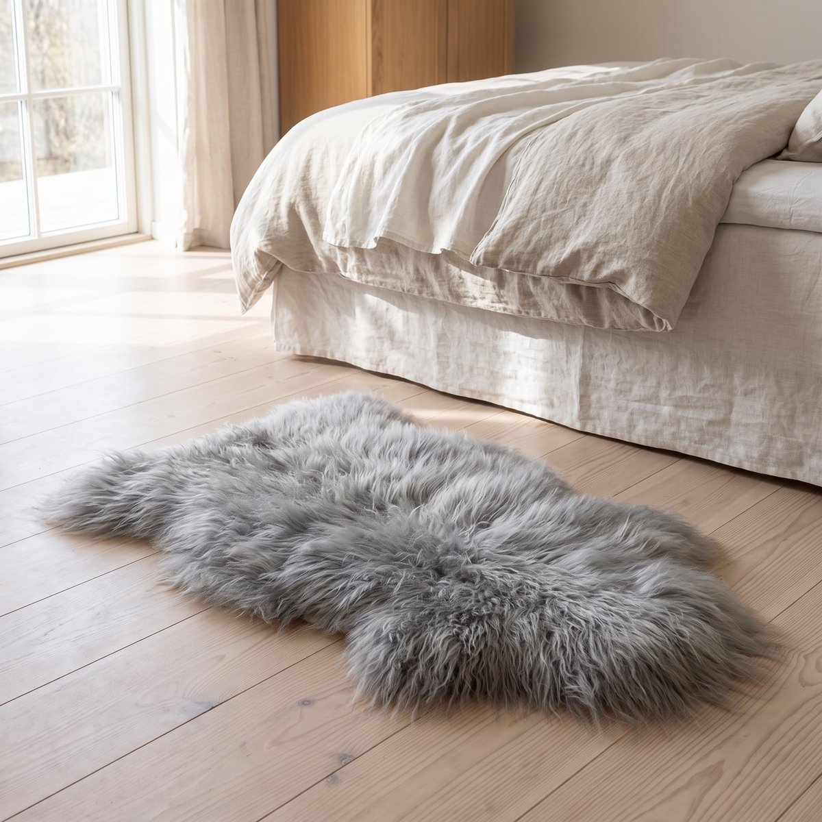Islandsk Lammeskind | Indfarvet | 100-120x60 cm Sølv