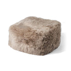 Firkantet puf | Langhåret | New Zealand | Læderbagside Taupe