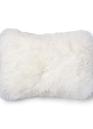 Lammeskindspude | Langhåret | 34x52 cm Sølv / Hvid