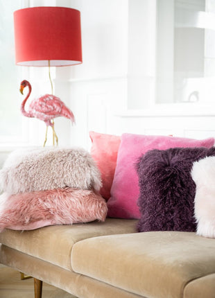 Lammeskindspude | Krøllet | Tibet | 40x40 cm Lilla