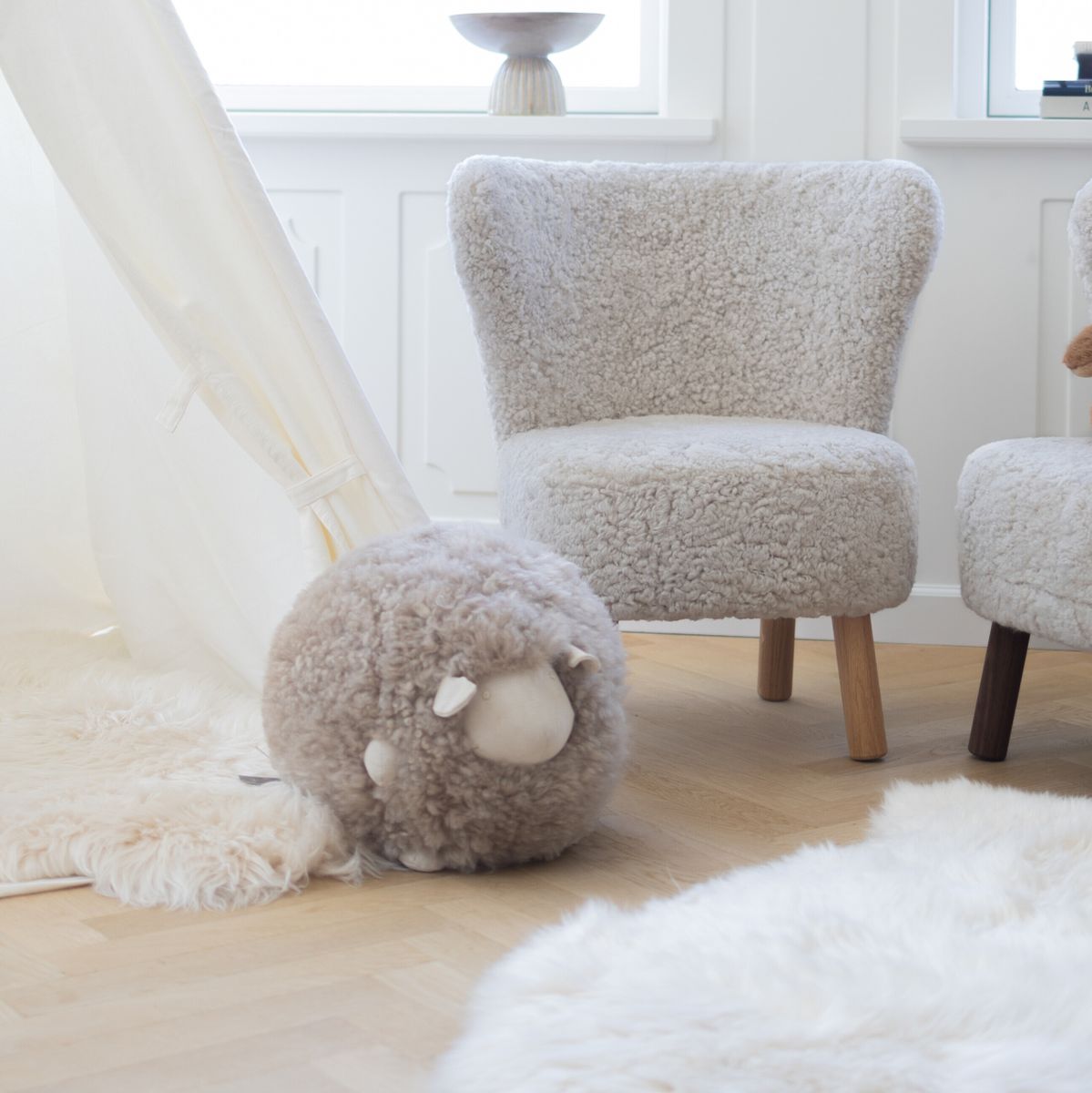 Cute Sheep | Korthåret | Ø26 cm Beige/Hvid