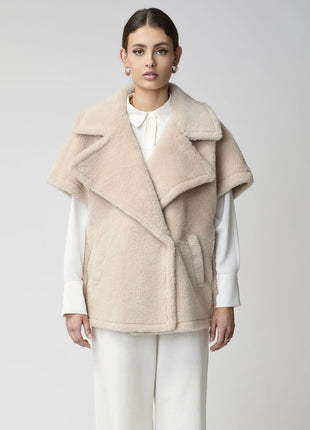 Antonella Poncho of 100% Lambs Wool Beige