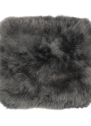 Lammeskindspude | Langhåret | Uden fyld | 40x40 cm Stålgrå