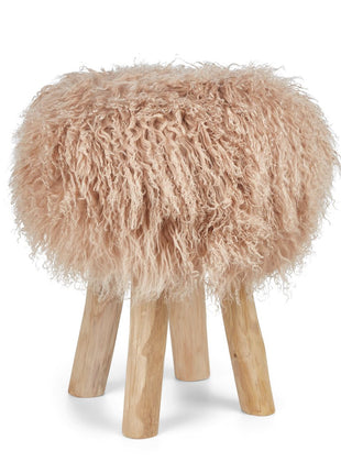 Betræk til barstol/skammel | Krøllet | Tibet | D35 cm Varmt Sand