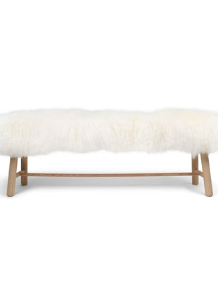 Bænk med Tibet lammeskind | Egetræ